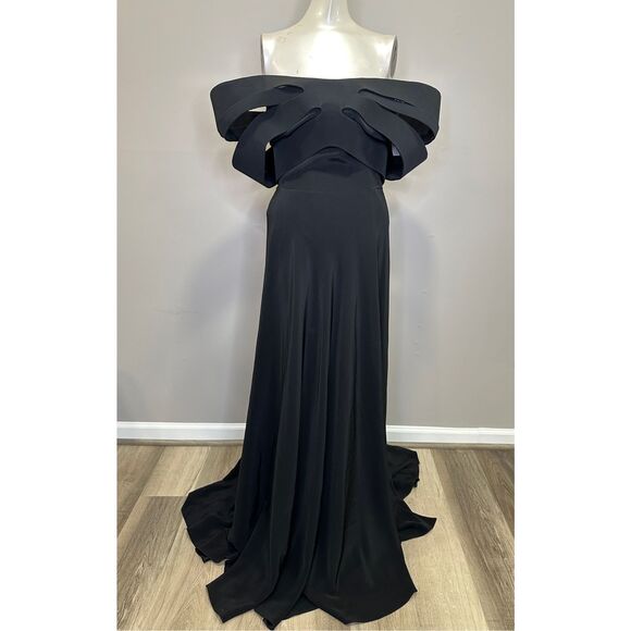 GEORGES HOBEIKA Crêpe Gown With Bow-Like Collar $4625 - Picture 5 of 12